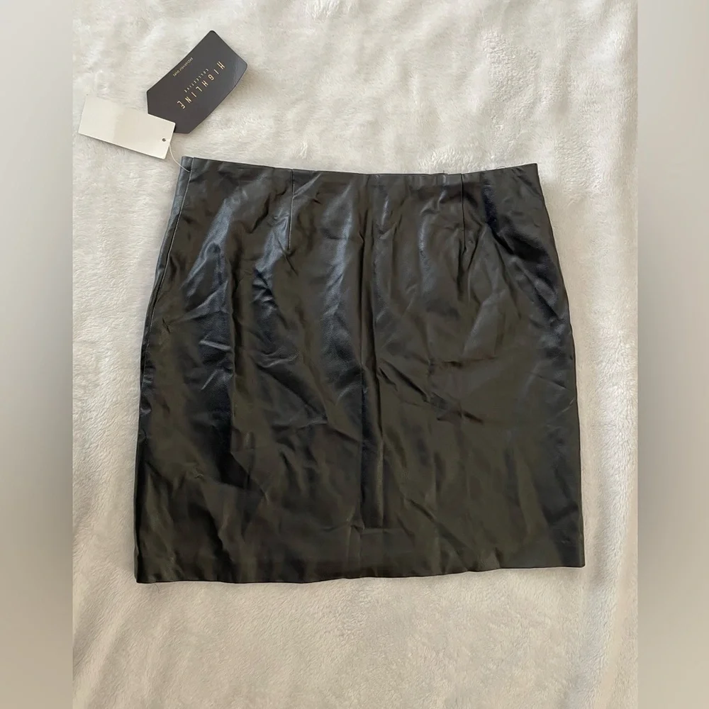 Black pleather Zipper Detail Skirt